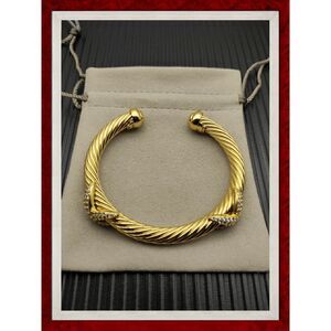 David Yurman 18k gold plated 7mm diamond double X bracelet